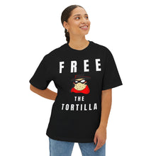 Load image into Gallery viewer, MatadorTilla Free the Tortilla Dark Unisex Oversized Tee, Funny Graphic Shirt, Casual Wear, Unique Statement T-shirt