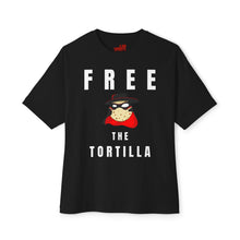 Load image into Gallery viewer, MatadorTilla Free the Tortilla Dark Unisex Oversized Tee, Funny Graphic Shirt, Casual Wear, Unique Statement T-shirt