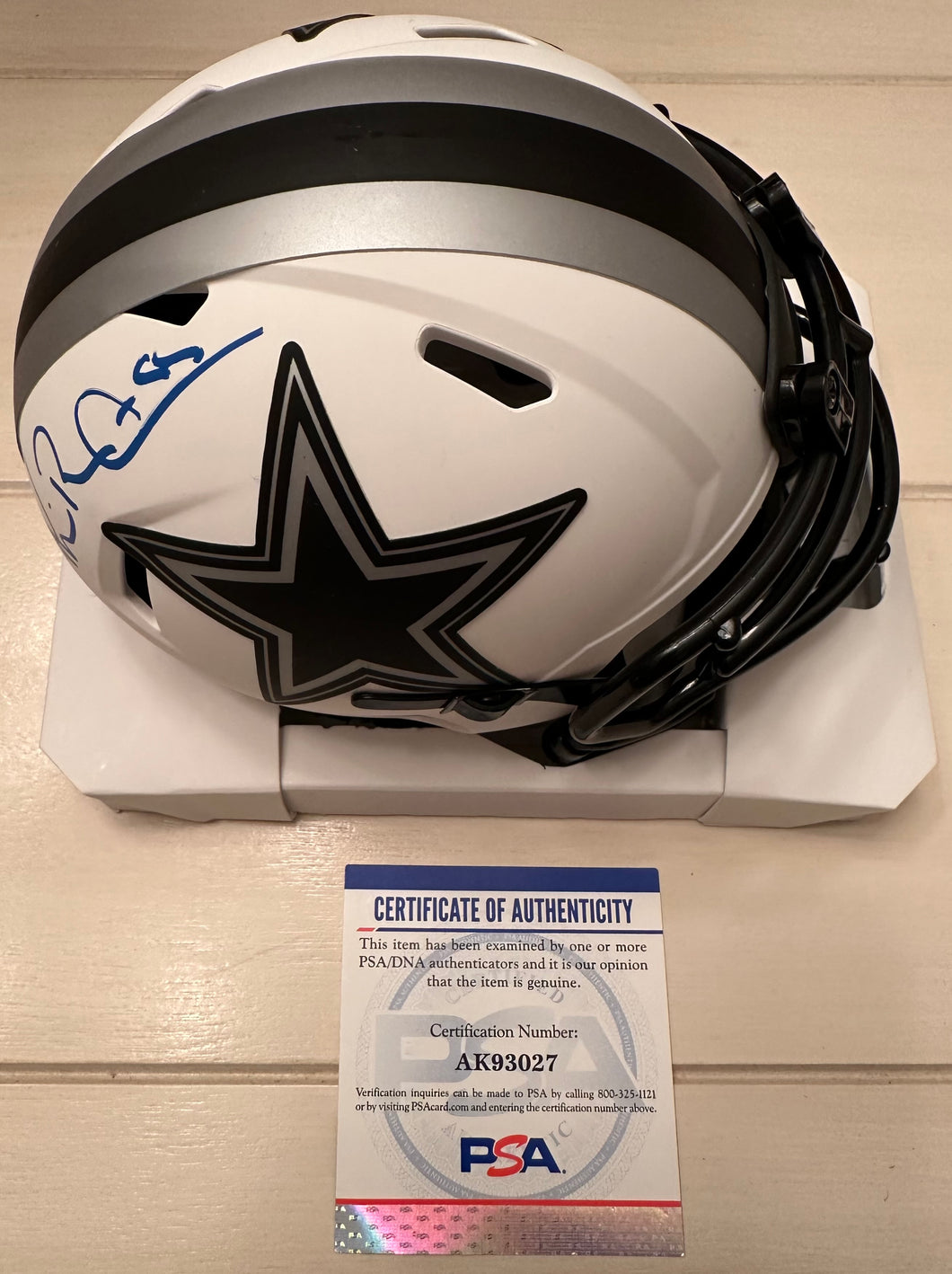 Michael “Playmaker” Irvin signed Dallas Cowboys mini helmet