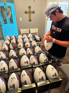 Behren Morton Autographed Texas Tech logo Football