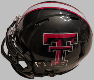 Tahj Brooks signed Texas Tech mini helmets - JSA