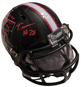 Tahj Brooks signed Texas Tech mini helmets - JSA