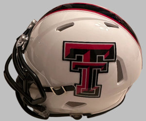 Tahj Brooks signed Texas Tech mini helmets - JSA