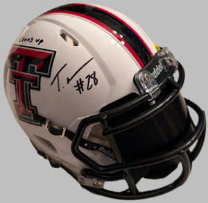 Tahj Brooks signed Texas Tech mini helmets - JSA