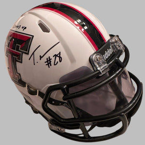 Tahj Brooks signed Texas Tech mini helmets - JSA